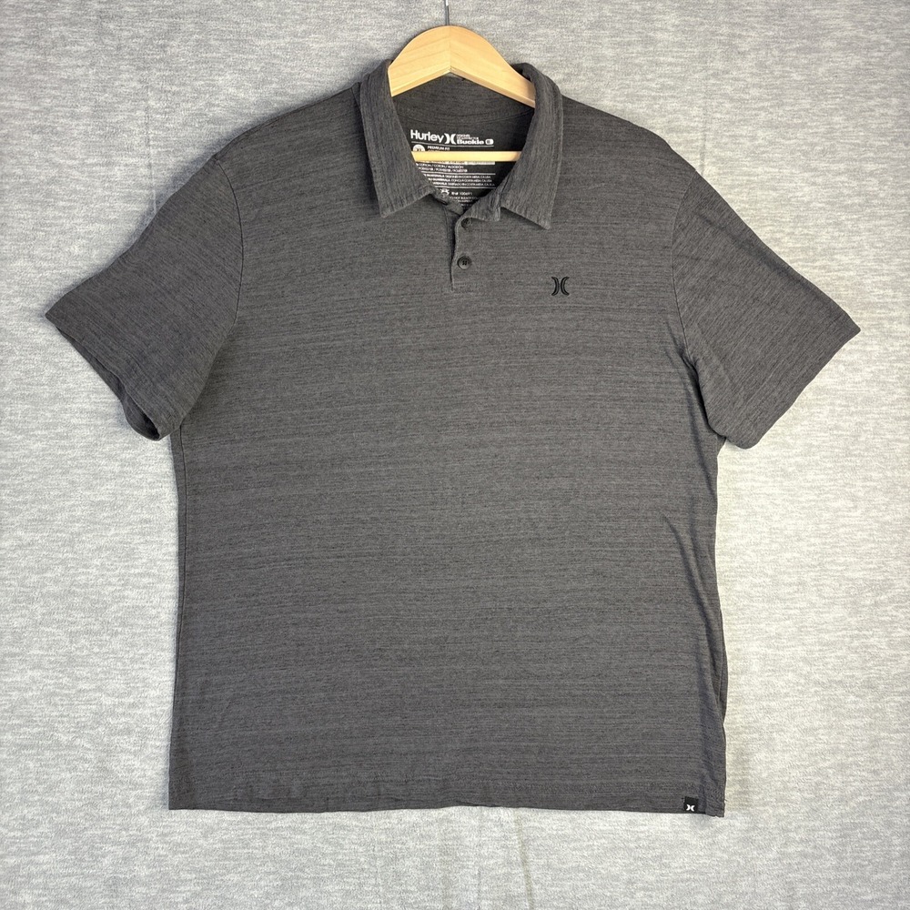 Hurley x Buckle Polo Shirt XL Cotton-Poly Heathered Gray Skate Surf Retro Preppy - Picture 2 of 13